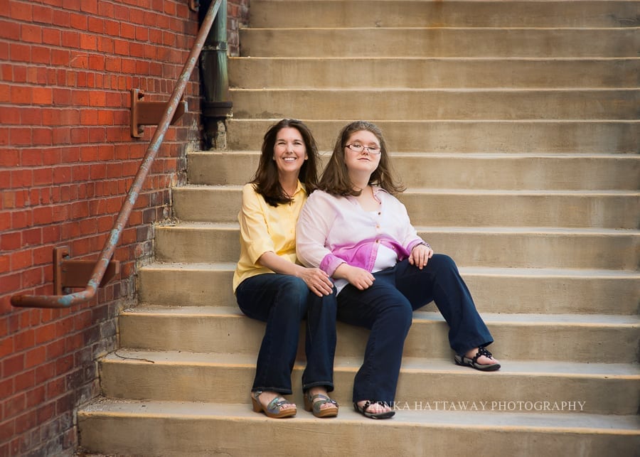 A photo of a mother and her daughter from downtown Asheville.