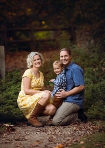 A family photo from fall photo mini sessions held at the Botanical Gardens in Asheville.