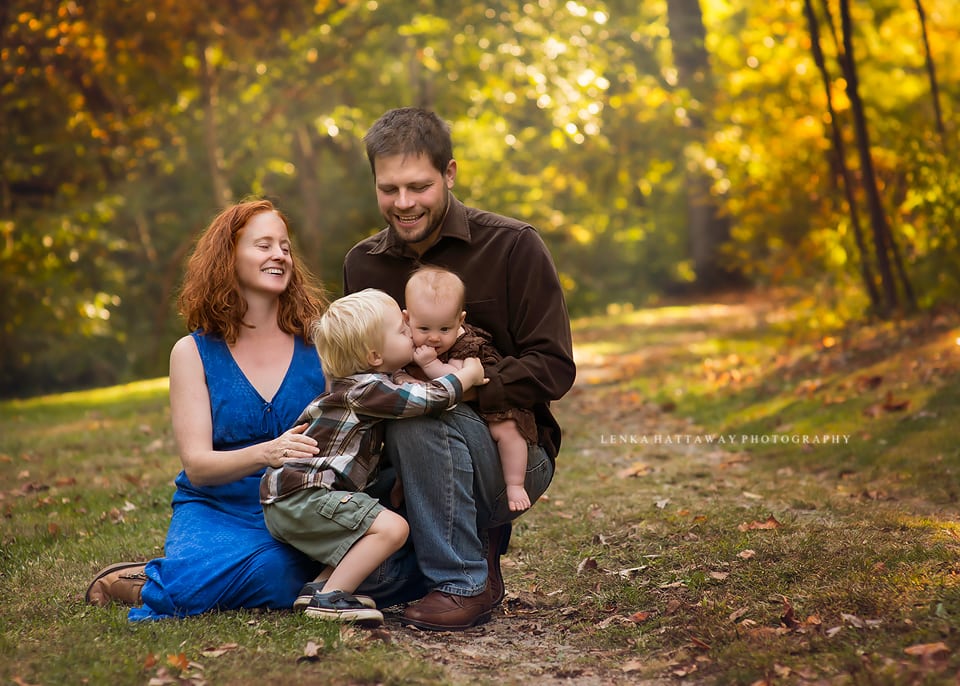 A photo of family at the Asheville Botanical Gardens.