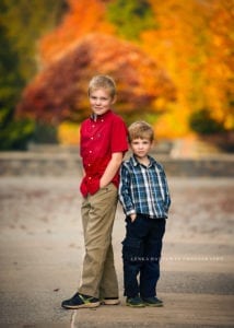 Photo of two boys at the Asheville Arboretum.