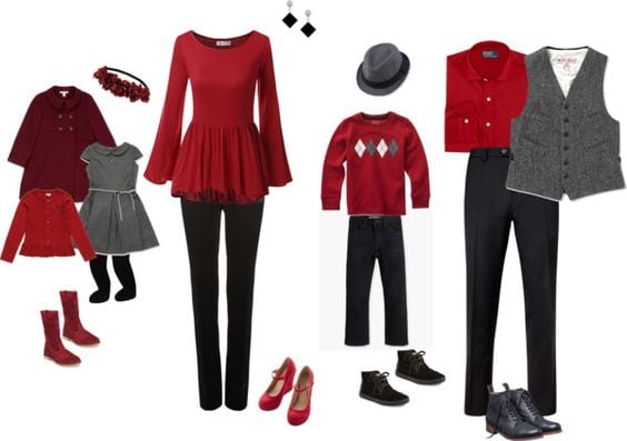 Winter holiday inspired photo session outfits.