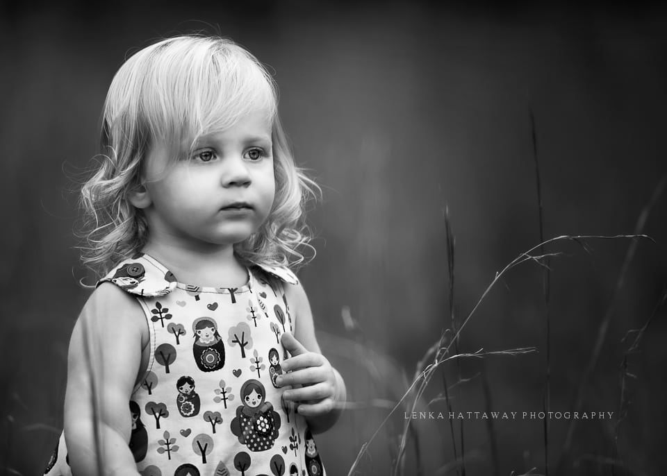 A black and white professional image of a girl.