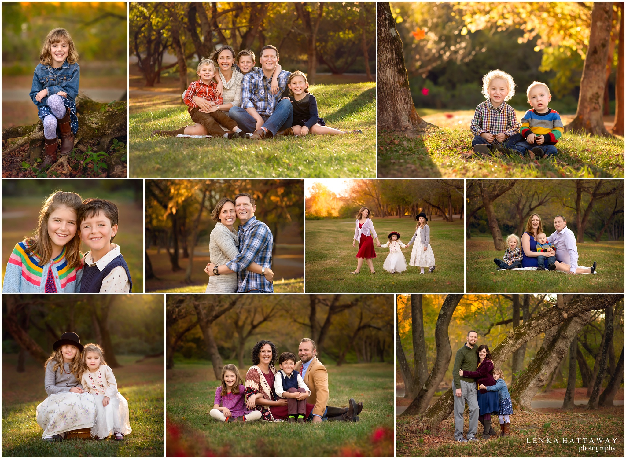 A collage of photos from fall mini sessions. Photos taken at the French Broad River Park in Asheville.