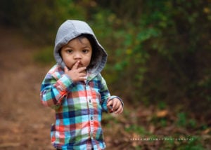 Adorable baby portrait in hooded jacket