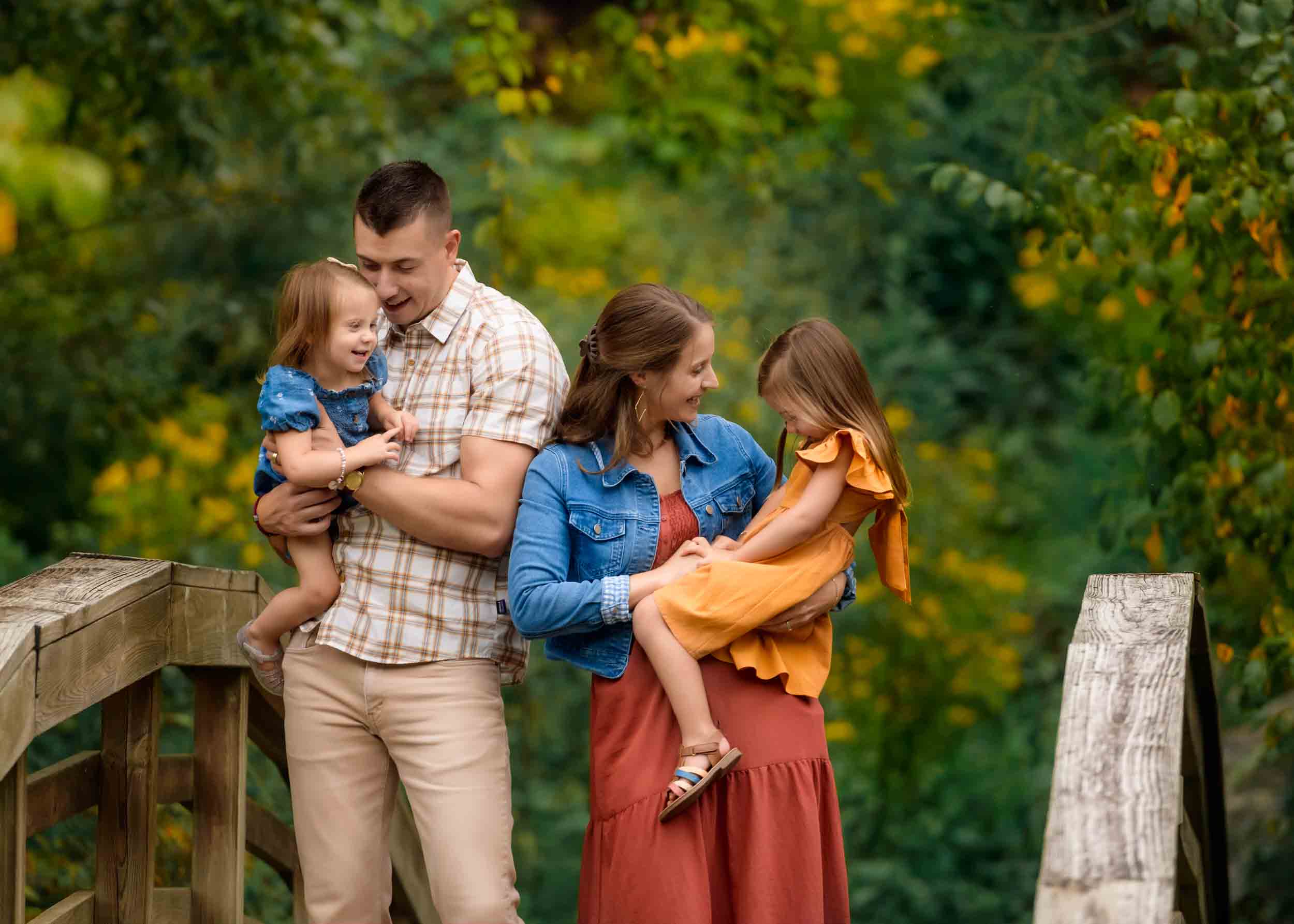 Sweet Asheville family photo at the Botanical Gardens.