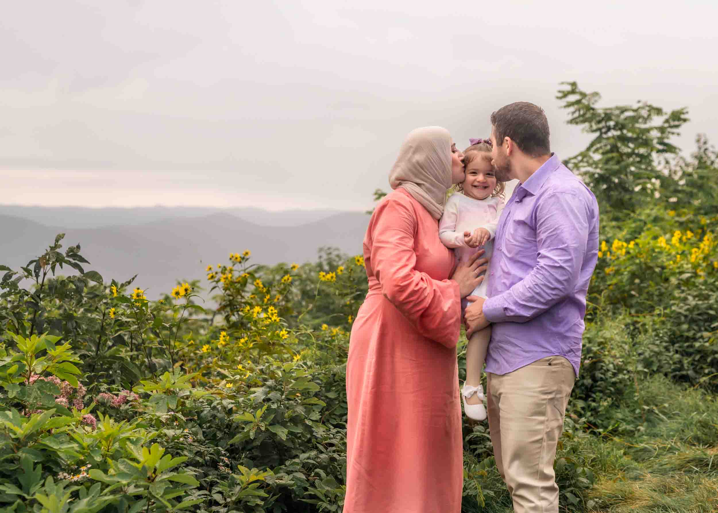 Photo of a sweet family in the Blue Ridge Mountains.