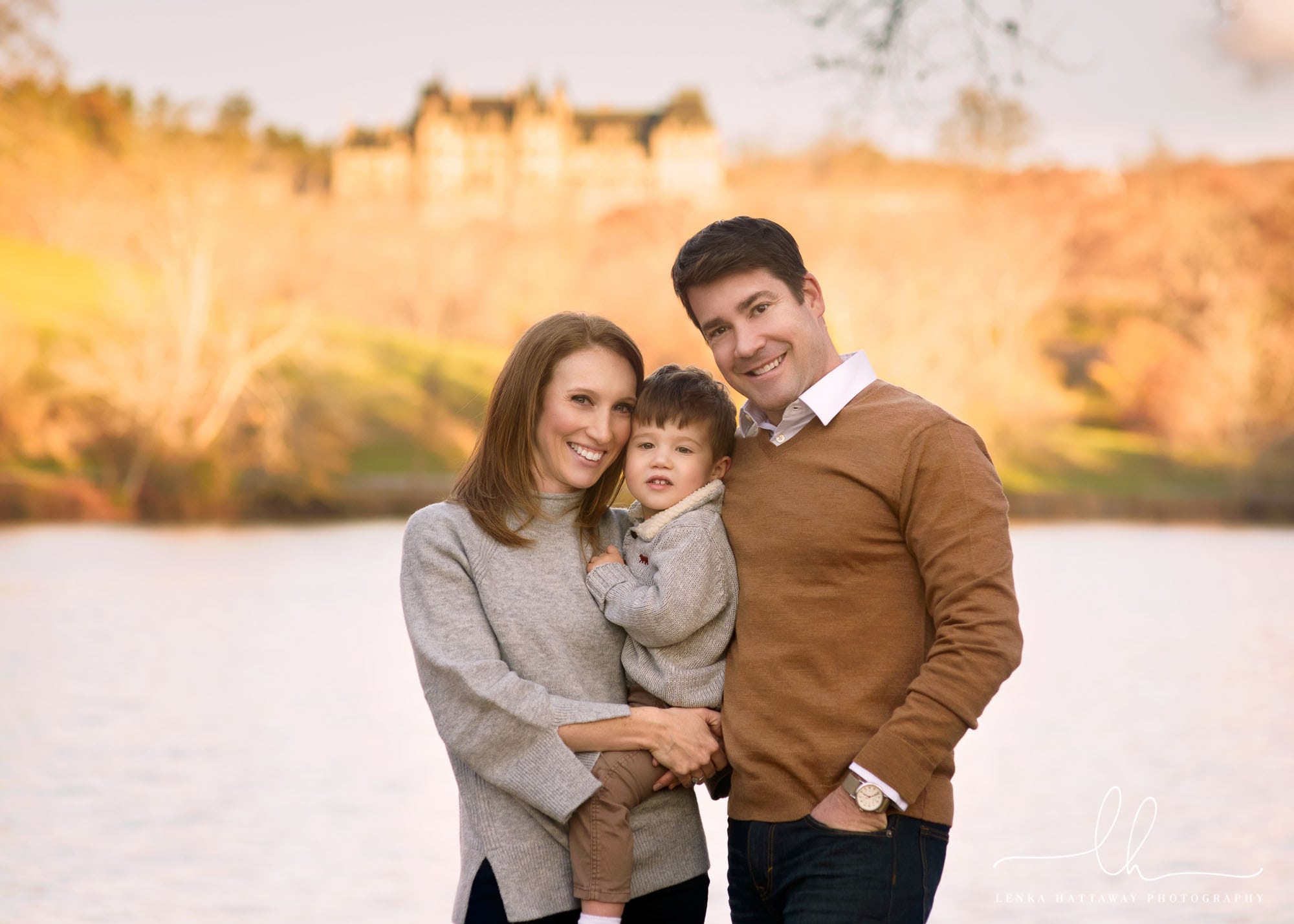 Fall family photography session at the Biltmore Estate with the Biltmore house in the background.