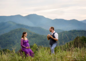 Maternity photography in Asheville, NC. Beautiful mountain tops in the background.