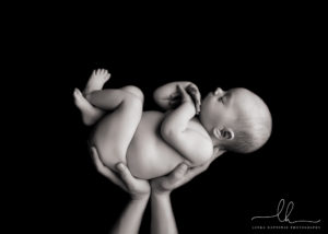 Asheville newborn photography. Black and white photo.