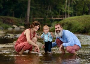 Summer family photography in a creek.